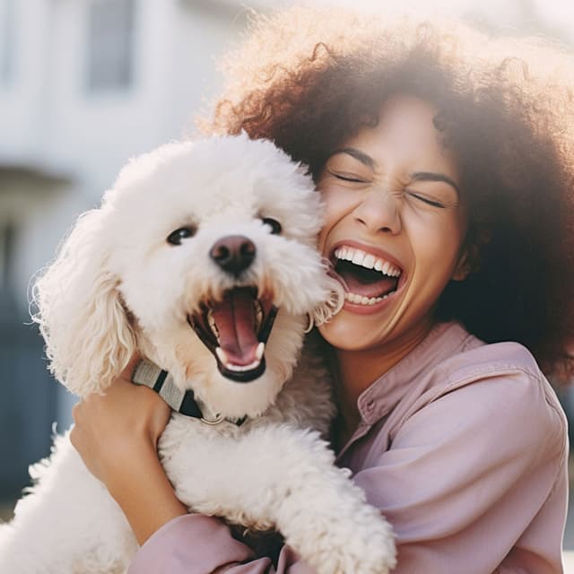 Happy woman with her dog